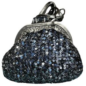 ROSE ARONIN FOR ROSEENI 80’s Sequined Silver Gold Evening Clutch Crossbody Bag